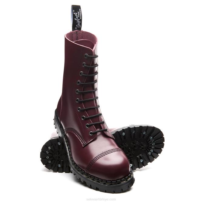 Solovair Oxblood Hi-shine 10 Gözlü çelik Burunlu Derby Botu Kadınlar F4d4324 - Image 3