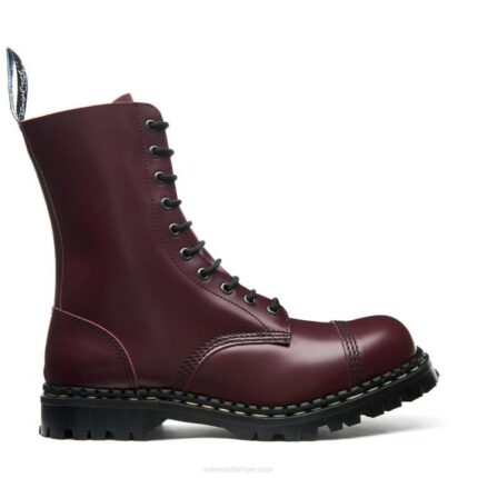 Solovair Oxblood Hi-shine 10 Gözlü çelik Burunlu Derby Botu Kadınlar F4d4324