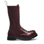 Solovair Oxblood Hi-shine 14 Gözlü çelik Burunlu Derby Botu Kadınlar F4d4331