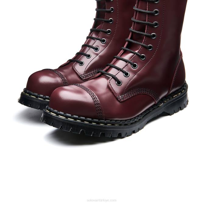 Solovair Oxblood Hi-shine 14 Gözlü çelik Burunlu Derby Botu Kadınlar F4d4331 - Image 4