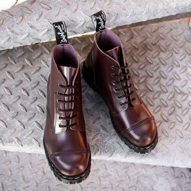 Solovair Oxblood Hi-shine 6 Gözlü çelik Burunlu Derby Botu Kadınlar F4d4296 - Image 7