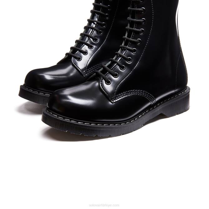 Solovair Siyah Hi-shine 20 Gözenekli Fermuarlı Derbi çizme Kadınlar F4d4288 - Image 4
