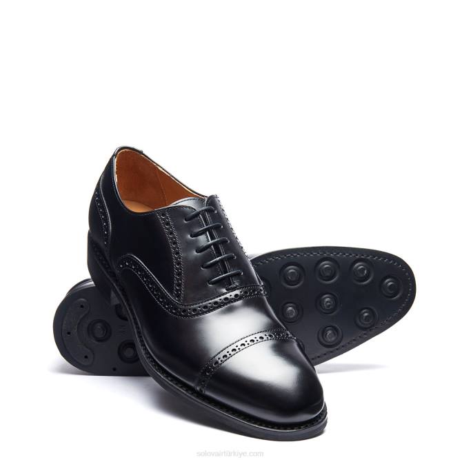 Solovair Siyah Hi-shine 5 Gazozlu Oxford Semi-brogue Ayakkabı Erkekler F4d4222 - Image 3