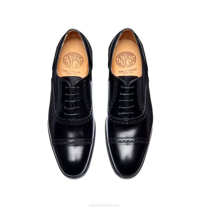 Solovair Siyah Hi-shine 5 Gazozlu Oxford Semi-brogue Ayakkabı Erkekler F4d4222 - Image 4