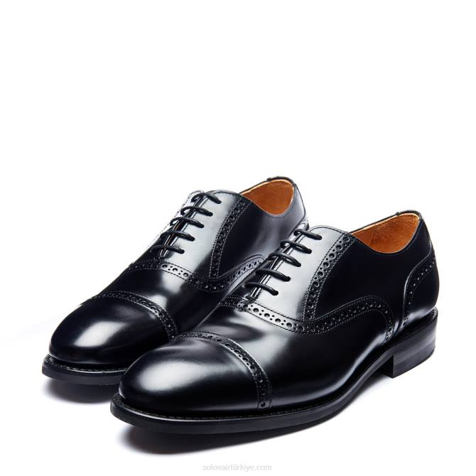 Solovair Siyah Hi-shine 5 Gazozlu Oxford Semi-brogue Ayakkabı Erkekler F4d4222 - Image 5