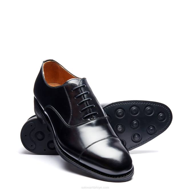 Solovair Siyah Hi-shine 5 Gözlü Oxford Ayakkabı Erkekler F4d4223 - Image 3