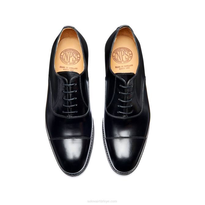 Solovair Siyah Hi-shine 5 Gözlü Oxford Ayakkabı Erkekler F4d4223 - Image 4