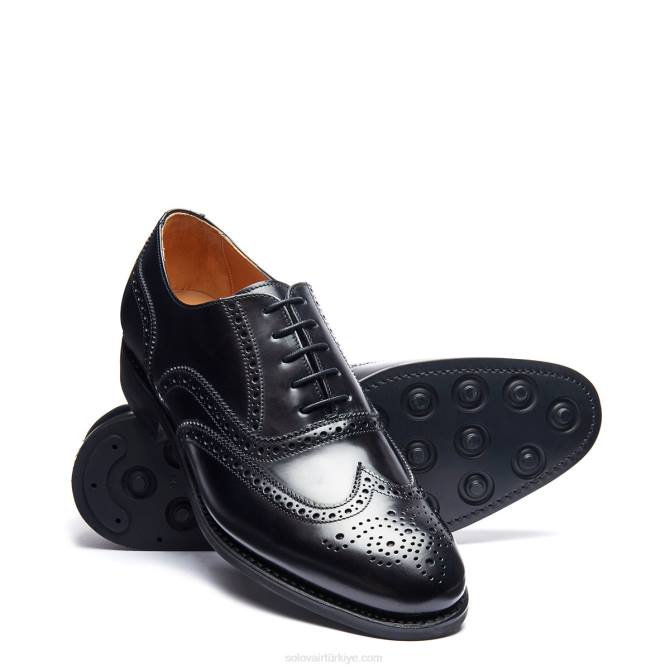 Solovair Siyah Hi-shine 5 Gözlü Oxford Brogue Ayakkabı Erkekler F4d4174 - Image 3
