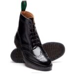 Solovair Siyah Hi-shine 6 Gözlü Brogue çizme Kadınlar F4d4250 - Image 3