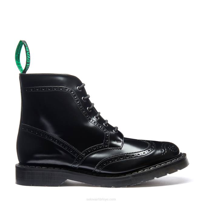 Solovair Siyah Hi-shine Vegan 6 Gözlü Derby Brogue çizme Kadınlar F4d4253 - Image 2