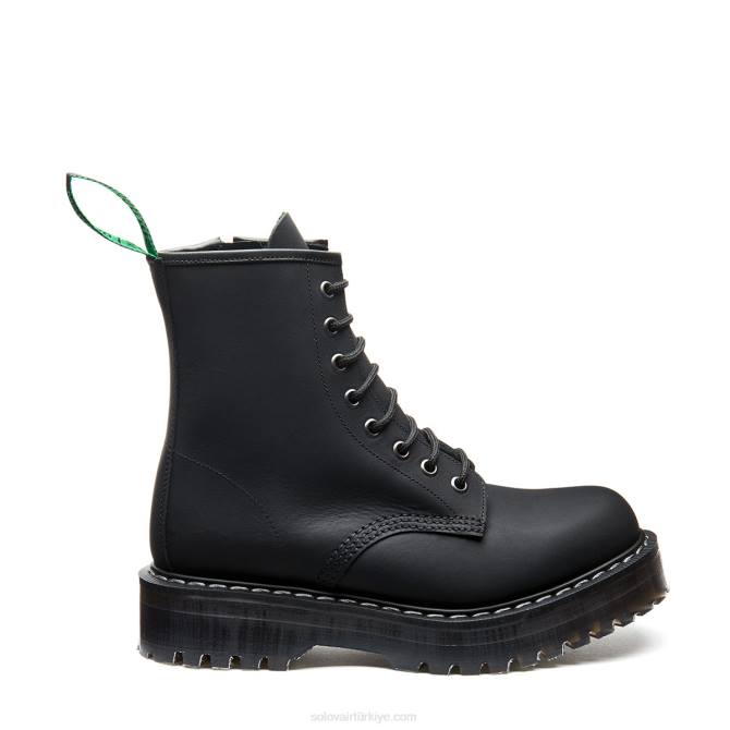 Solovair Siyah Yağlı 8 Gazlı Fermuarlı Platform Derby Botu Kadınlar F4d4297 - Image 3