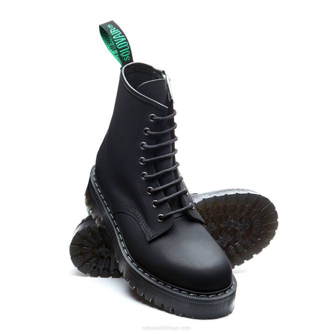 Solovair Siyah Yağlı 8 Gazlı Fermuarlı Platform Derby Botu Kadınlar F4d4297 - Image 4