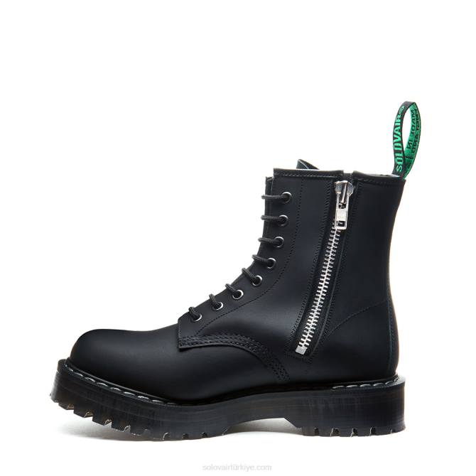 Solovair Siyah Yağlı 8 Gazlı Fermuarlı Platform Derby Botu Kadınlar F4d4297 - Image 1
